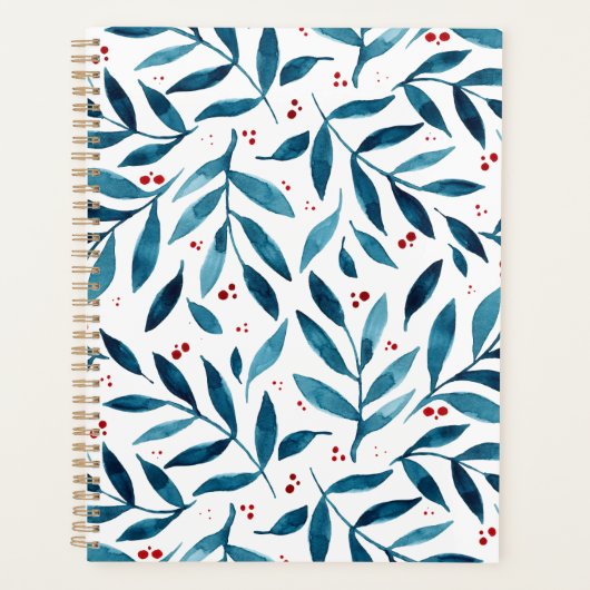 Jolies branches d'aquarelle - turquoise et rouge (Devant)