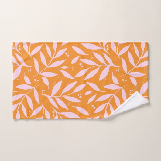 Jolies branches - orange et rose (Serviette à main)