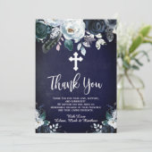 Jolies Cartes de Remerciement de Baptême Florales  (Debout devant)