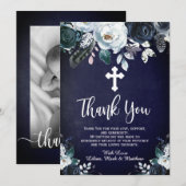 Jolies Cartes de Remerciement de Baptême Florales  (Devant / Derrière)