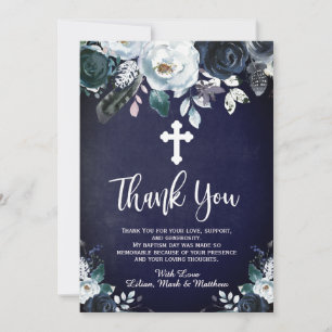 Jolies Cartes de Remerciement de Baptême Florales