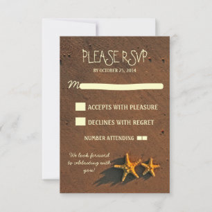 jolies cartes de réponse de mariage de plage moder
