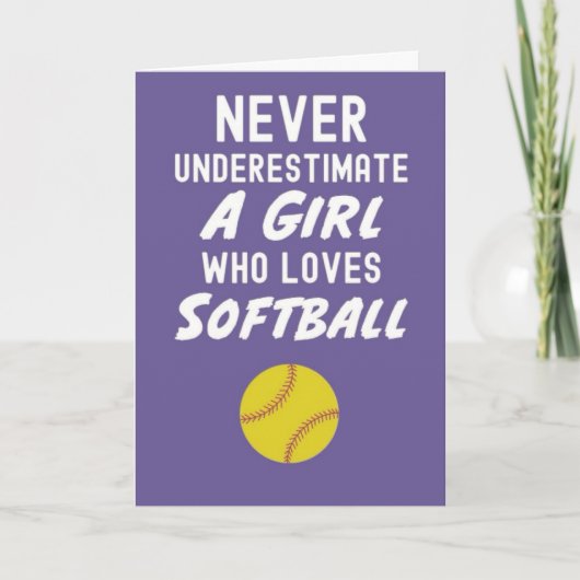 Jolies Cartes de Softball Rose pour Filles Joueuse (Devant)