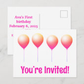 Jolies cartes d'invitation joyeux anniversaire (Devant / Derrière)