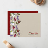 Jolies cartes plates de remerciement à personnages (Devant/Arrière en situation)