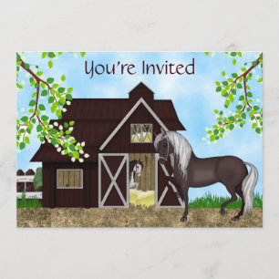 Jolies Chevaux et Grange Girls Invitation Annivers