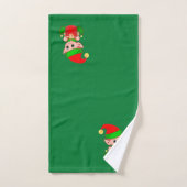 Jolies elfes de Noël sur vert (Serviette à main)