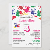 Jolies empreintes de mains Invitation de la fête A (Devant)