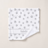 Jolies empreintes de pattes grises argentées perso (Gant de toilette)