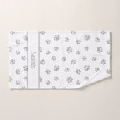 Jolies empreintes de pattes grises argentées perso (Serviette à main)