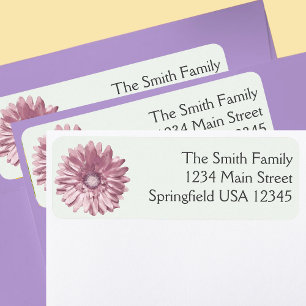 Jolies étiquettes d'adresse Fleur rose Gerbera Dai