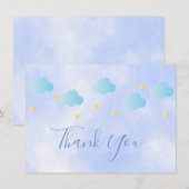Jolies Étoiles Dorées Nuages Bleus Écriture Merci (Devant / Derrière)