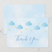 Jolies Étoiles Dorées Nuages Bleus Écriture Merci (Devant / Derrière)