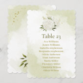 jolies fleurs blanches carte de plan de table avec (Devant / Derrière)