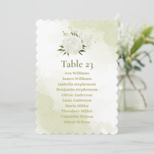 jolies fleurs blanches carte de plan de table avec