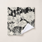 Jolies fleurs blanches sur Arrière - plan noir (Gant de toilette)