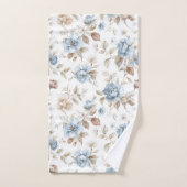 Jolies Fleurs Bleues Crème Beige Marron (Serviette à main)