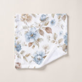 Jolies Fleurs Bleues Crème Beige Marron (Gant de toilette)