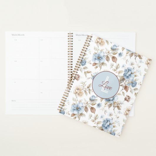 Jolies Fleurs Bleues Crème Beige Marron (Devant avec enveloppe)