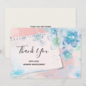 Jolies fleurs bleues sur Merci Arrière - plan rose (Devant / Derrière)