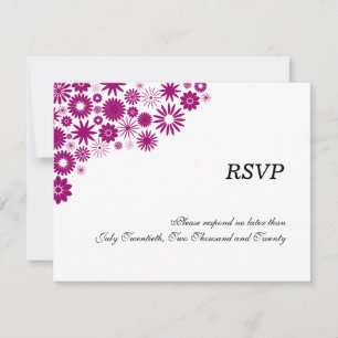 Jolies Fleurs Cartes de réponse / RSVP Fuchsia fon