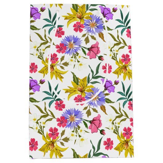 Jolies fleurs colorées sac cadeau motif moyen (Devant)