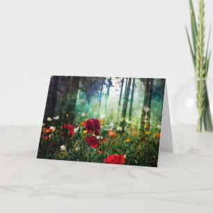 Jolies fleurs dans la carte de voeux de forêt