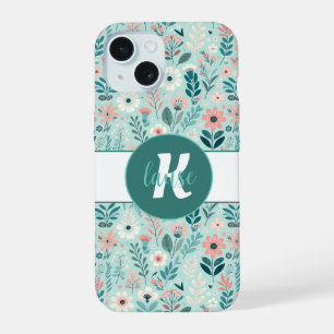 Jolies fleurs d'art populaire pastel bleu et rose