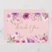 Jolies Fleurs de Prairie Or Écriture Merci (Devant / Derrière)