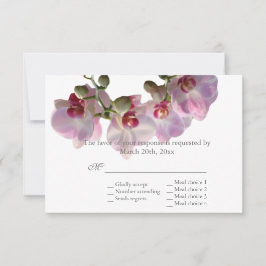 jolies fleurs d'orchidée rose mariage RSVP (Devant)