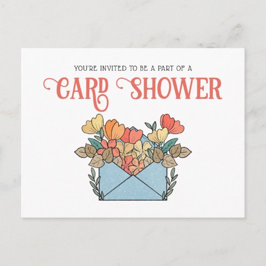 Jolies fleurs Douche carte par invitation par cour (Devant)