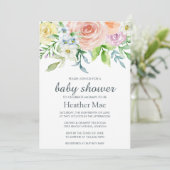Jolies fleurs Invitation Baby shower (Debout devant)
