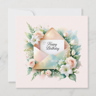 Jolies fleurs & Joyeux anniversaire. carte de vœux