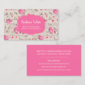 Jolies fleurs roses - Carte de visite Vintage (Devant / Derrière)