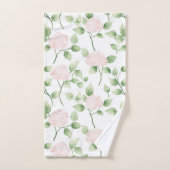 Jolies Fleurs Roses Feuilles Vertes (Serviette à main)
