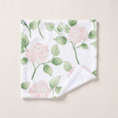 Jolies Fleurs Roses Feuilles Vertes (Gant de toilette)