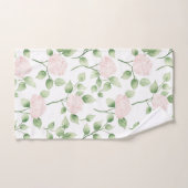 Jolies Fleurs Roses Feuilles Vertes (Serviette à main)