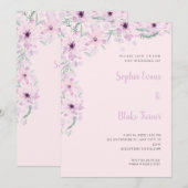 Jolies Fleurs Roses Romance Douce Invitation de Ma (Devant / Derrière)