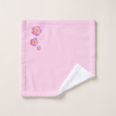 Jolies fleurs roses sur fond rose clair (Gant de toilette)