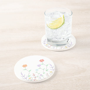 Jolies Fleurs Sauvages Dessous de Verre en Grès