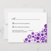 Jolies Fleurs Violet Foncé Cartes RSVP / Réponse (Dos)
