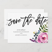 Jolies fleurs violettes Enregistrer la date Carte (Devant / Derrière)