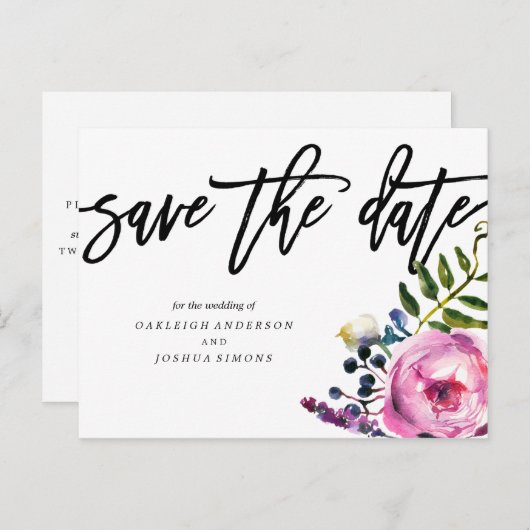 Jolies fleurs violettes Enregistrer la date Carte  (Devant / Derrière)