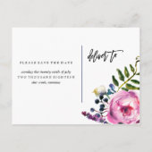 Jolies fleurs violettes Enregistrer la date Carte (Dos)