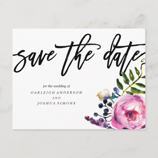 Jolies fleurs violettes Enregistrer la date Carte (Devant)