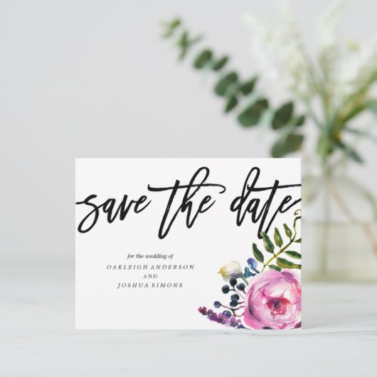 Jolies fleurs violettes Enregistrer la date Carte (Debout devant)