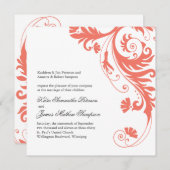 Jolies invitations au mariage de corail (Devant / Derrière)