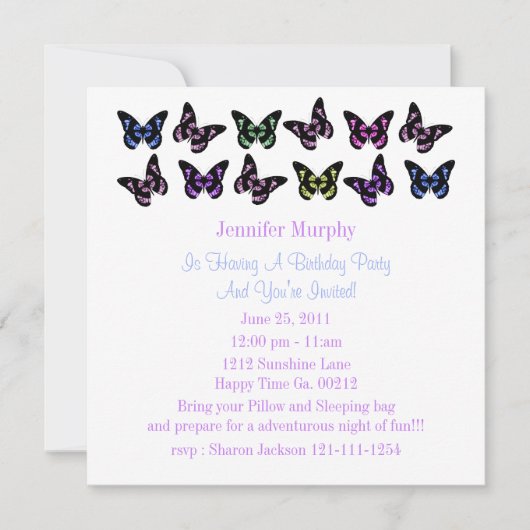 Jolies invitations de papillon (Devant)