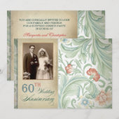 jolies invitations pour une photo de 60e anniversa (Devant / Derrière)