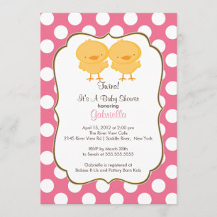 Jolies jumelles Baby shower de poulet Invitation F